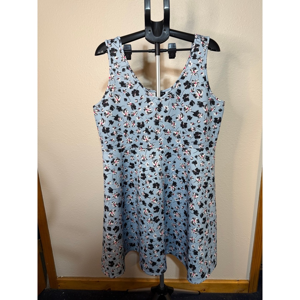 Torrid Blue Floral V-Neck Sleeveless Skater Dress Plus Size 2 2X